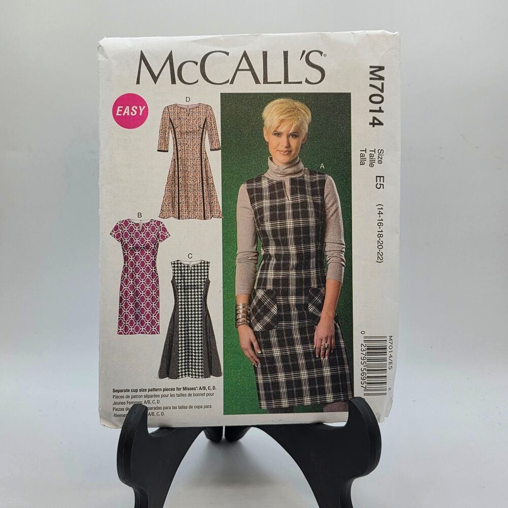 McCall's M7014 Misses Sheath Jumper Dress Sewing Pattern Size 14-22 Uncut Easy